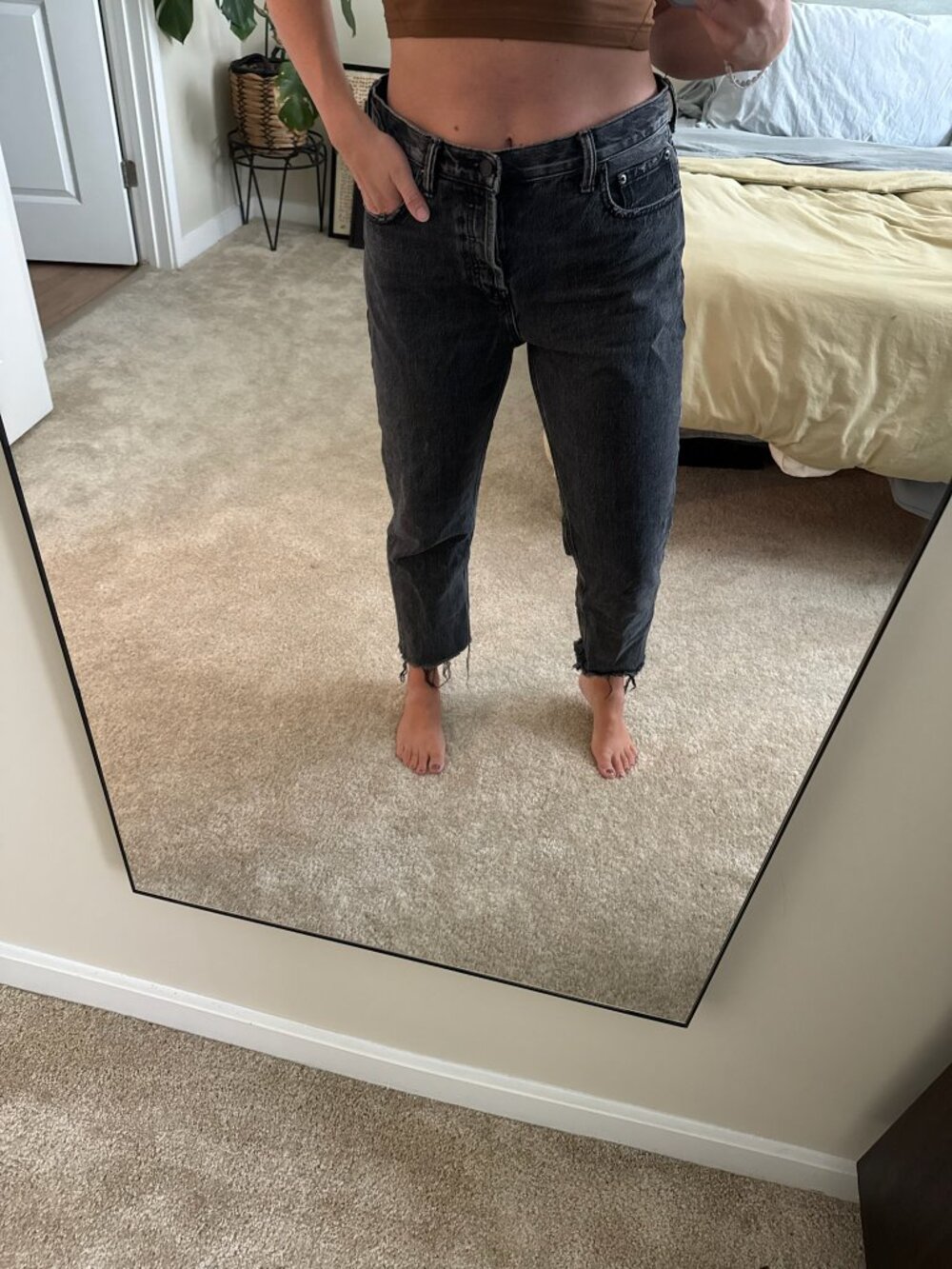 Everlane Faded Black Raw Hem Straight Leg Jeans Size 30 Regular